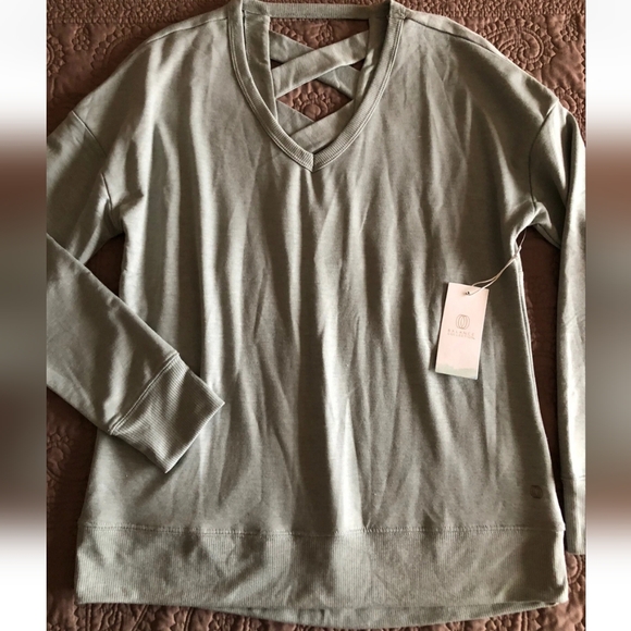 Balance Collection Slate Gray V-Neck Sweater with Crisscross Detail NWT - Picture 1 of 8